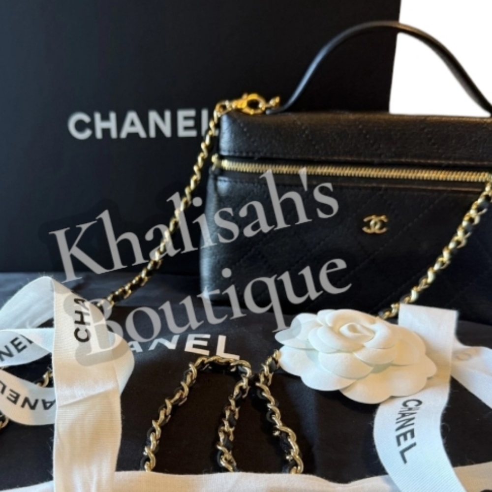 New in Box! Rare CHANEL CC SLIM VANITY CASE 26P QUILTED GOATSKIN Leather Fullset - Picture 10 of 16